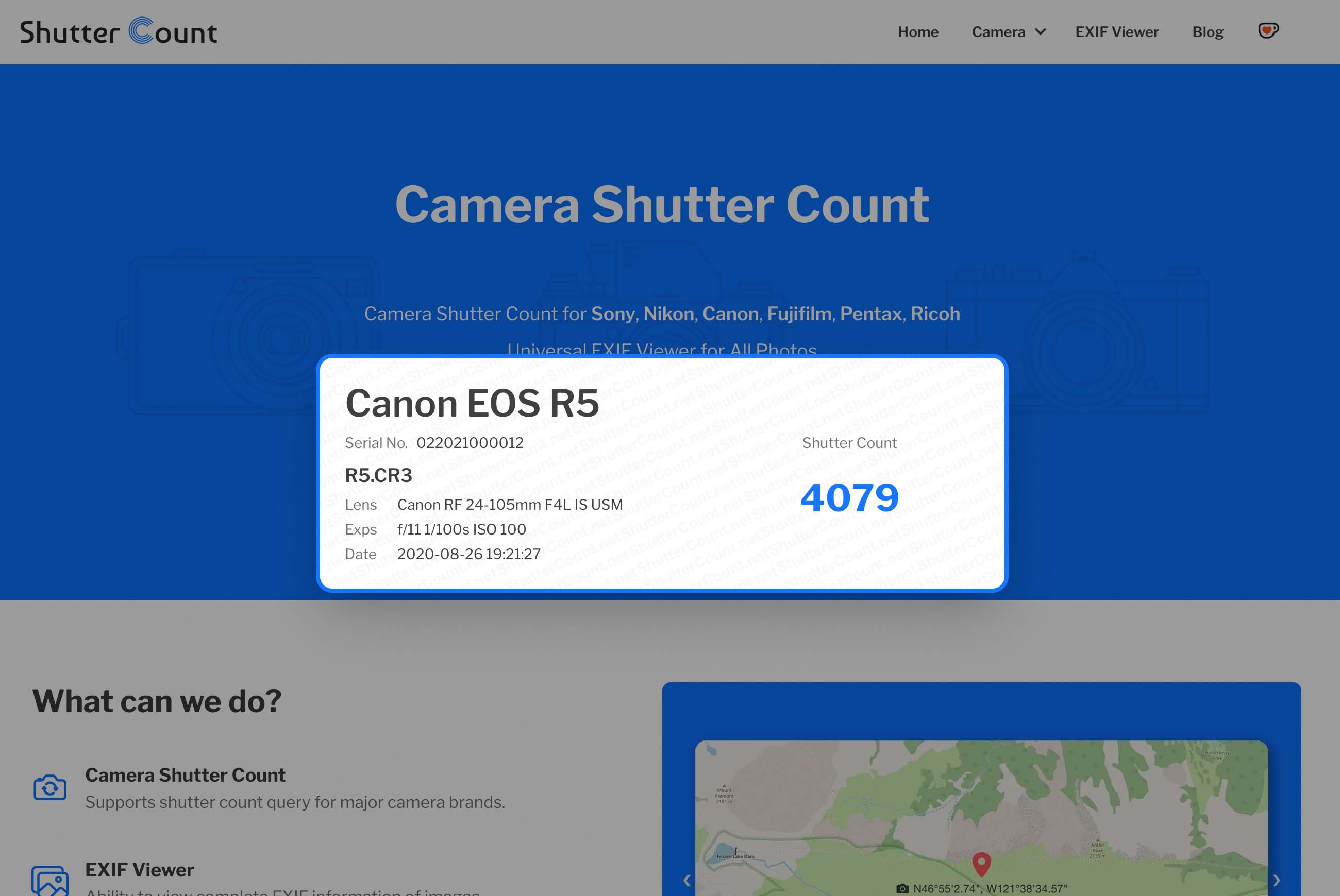 Canon Shutter Count Report