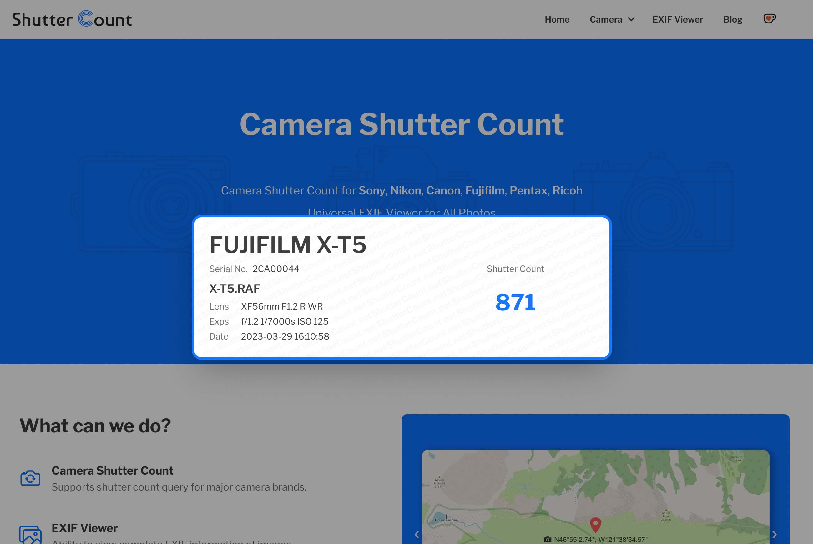 FujiFilm Shutter Count Report