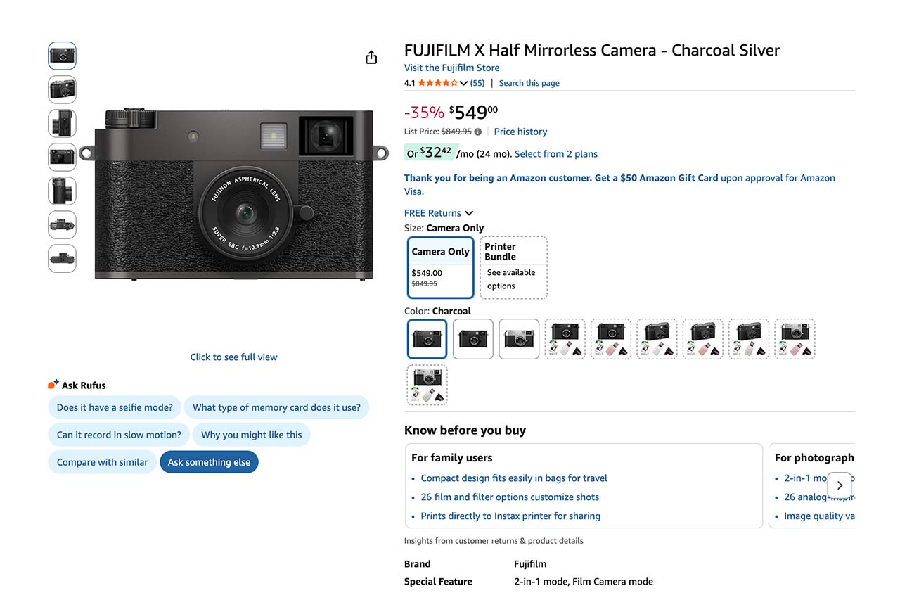 Fujifilm X-Half Drops to $550, GFX and X Series Deals Save Up to $500